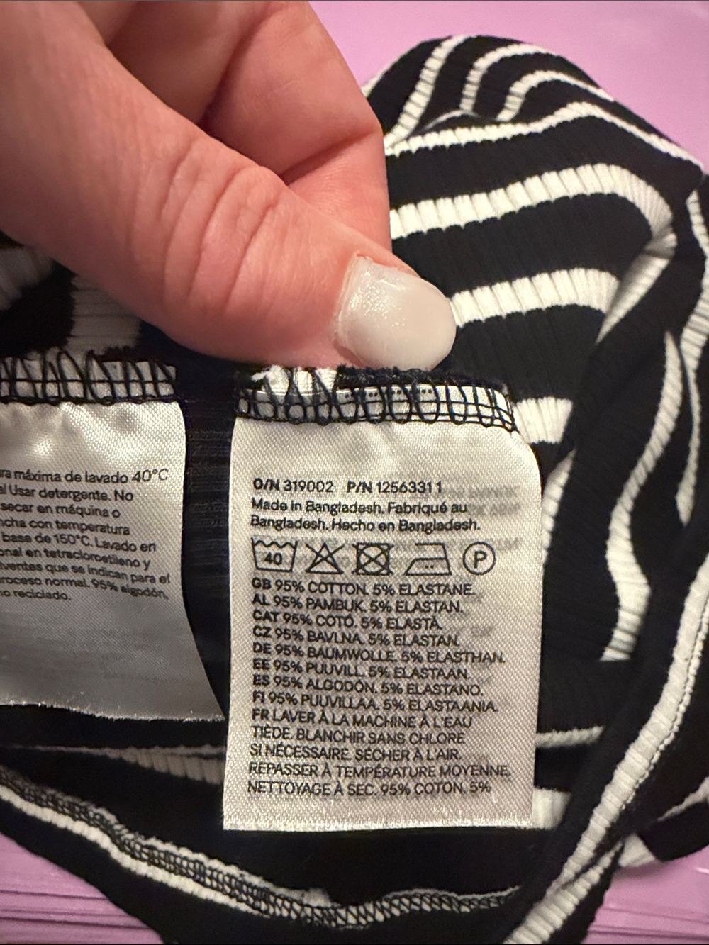 H&M Mama Black and White Striped Short-Sleeve Midi Maternity Dress Size Large - Picture 4 of 4